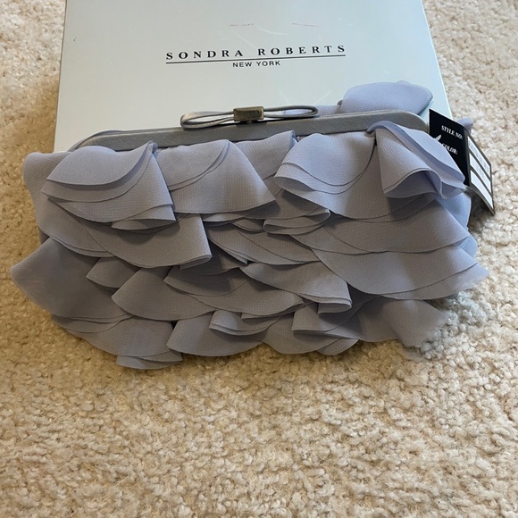 Sondra Roberts Handbags - NEW Chiffon Ruffle Clutch Strap Shoulder Hand Bag Purse Wedding Evening formal